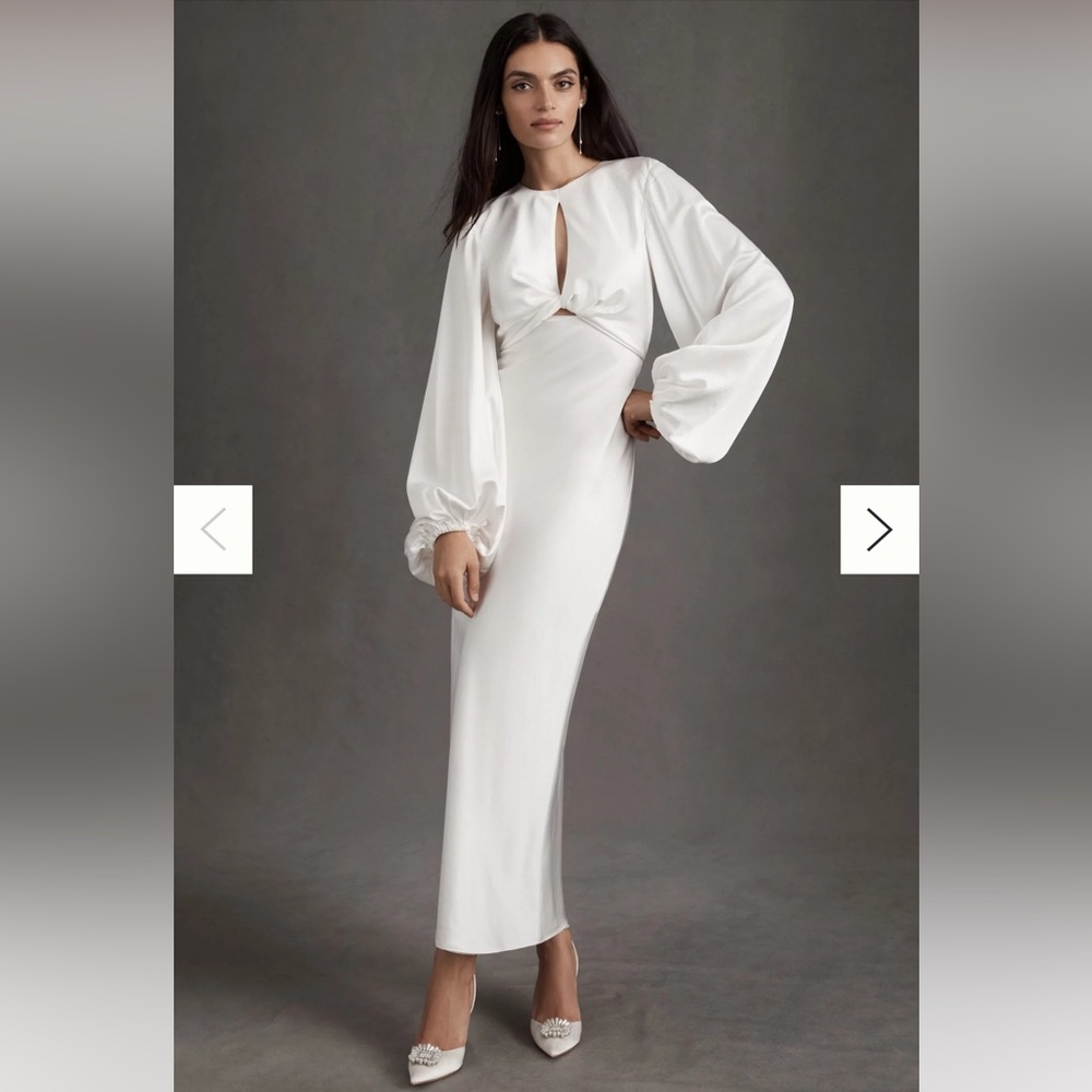 Significant Other Demi Long Sleeve Open-Back Midi Dress